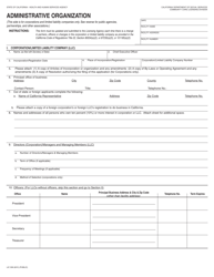 Form LIC309 Administrative Organization - California