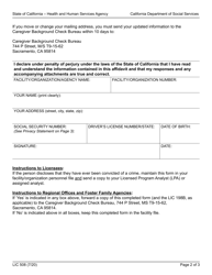 Form LIC508 Criminal Record Statement &amp; Out-of-State Disclosure - California, Page 2