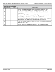 Form LIC9230 Licensing Program Analyst (Lpa) Checklist for Complaint Review - California, Page 3