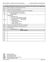 Form LIC9241 Entrance Checklist Adult Care Facilities - California, Page 2