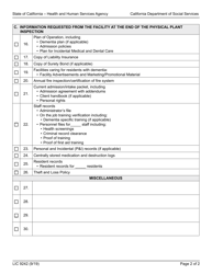 Form LIC9242 Entrance Checklist Residential Care Facilities for the Elderly - California, Page 2