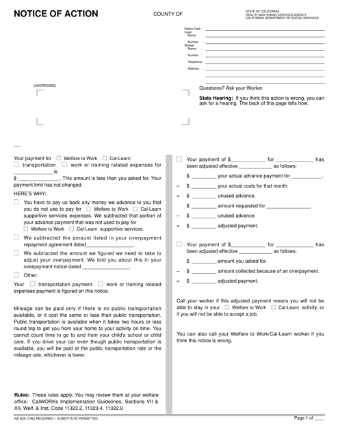 Form NA828  Printable Pdf