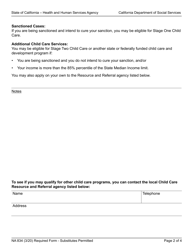 Form NA834 Notice of Action - Child Care Services Denial - California, Page 2