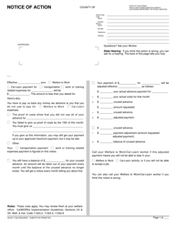 Document preview: Form NA827 Notice of Action - Recoupment Unused Advance Payment - California
