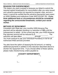 Form NA1282L Notice of Action in-Home Supportive Services (Ihss) Overpayment - Advance Pay - California, Page 2