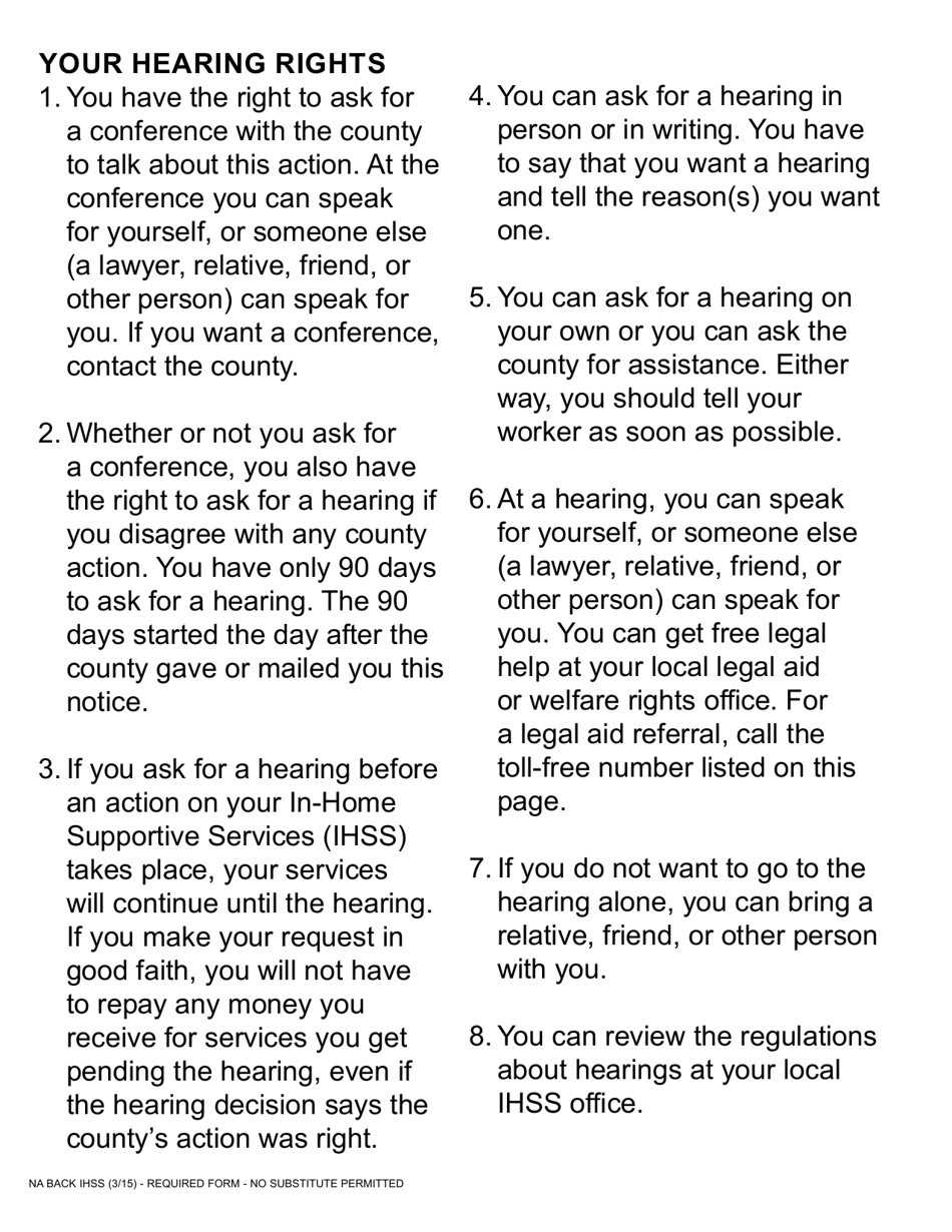 Form NA1282L Notice of Action in-Home Supportive Services (Ihss) Overpayment - Advance Pay - California, Page 4