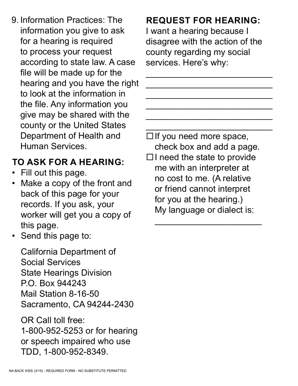Form NA1282L Notice of Action in-Home Supportive Services (Ihss) Overpayment - Advance Pay - California, Page 5