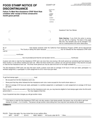 Form NA994 Food Stamp Notice of Discontinuance (Failure to Meet Non-assistance Cfap Work Requirement (Violation Prior to Three Consecutive Month Grace Period) - California