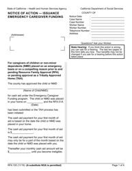 Form RFA105 Notice of Action - Issuance Emergency Caregiver Funding - California