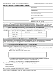 Document preview: Form SAWS30 Notification of New Employment - California