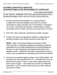 Document preview: Form SOC332L In-home Supportive Services Recipient/Employer Responsibility Checklist - California