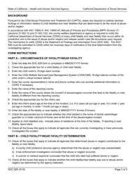 Form SOC826 Child Fatality/Near Fatality County Statement of Findings and Information - California, Page 2