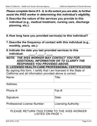 Form SOC873L In-home Supportive Services (Ihss) Program Health Care Certification Form - California, Page 5