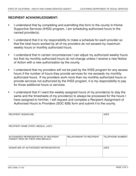 Form SOC2256 In-home Supportive Services Program Recipient and Provider Workweek Agreement - California, Page 2