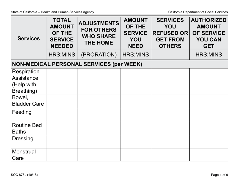Form SOC876L In-home Supportive Services (Ihss) Program Notice of Provisional Approval Health Care Certification Exception Granted - California, Page 4