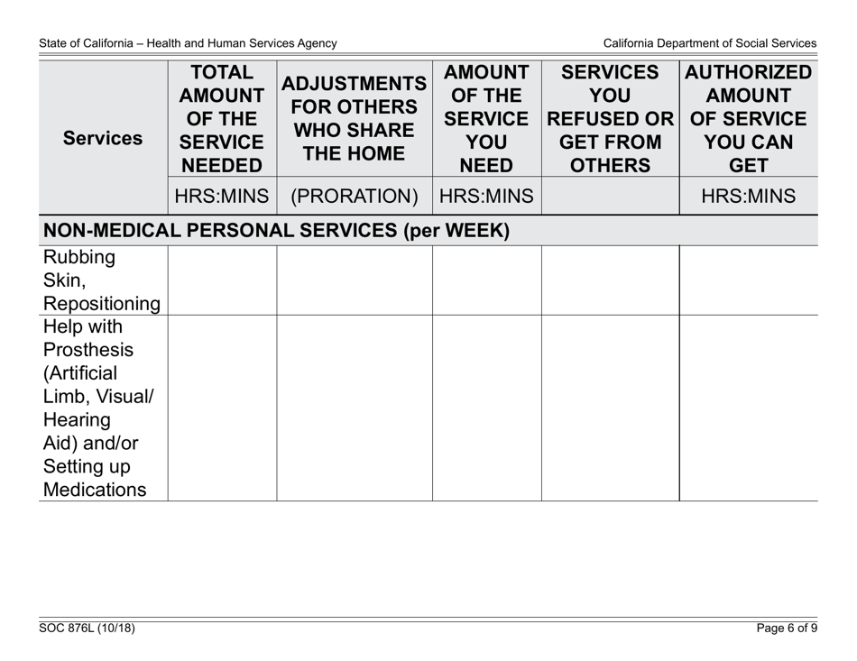 Form SOC876L In-home Supportive Services (Ihss) Program Notice of Provisional Approval Health Care Certification Exception Granted - California, Page 6