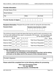 Form SOC2302 In-home Supportive Services (Ihss) Program Provider Paid Sick Leave Request Form - California, Page 2