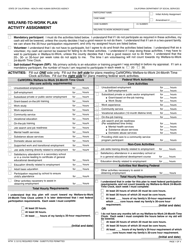Form WTW2 Welfare-To-Work Plan Activity Assignment - California