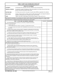 DA Form 5304 Family Care Plan Counseling Checklist