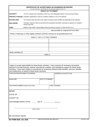 Document preview: DA Form 5840 Certificate of Acceptance as Guardian or Escort