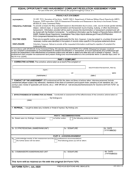 Document preview: DA Form 7279-1 Equal Opportunity and Harassment Complaint Resolution Assessment Form