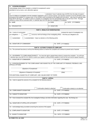 DA Form 7279 Equal Opportunity and Harassment Complaint Form, Page 2