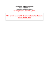 Document preview: Form STS20002-A Oklahoma Sales Tax Return - Oklahoma