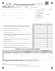 Document preview: Form SCU20004 Oklahoma Consumer Use Tax Return - Oklahoma