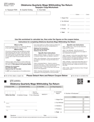 Document preview: Form WTH10001 Oklahoma Quarterly Wage Withholding Tax Return - Oklahoma