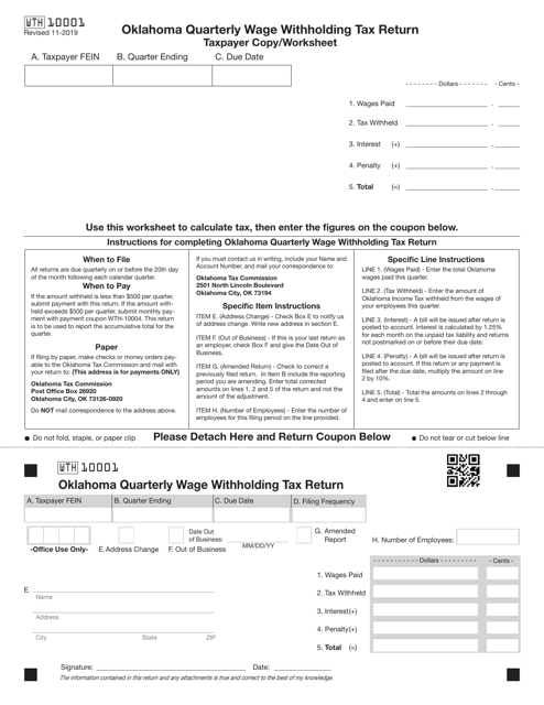 Form WTH10001  Printable Pdf