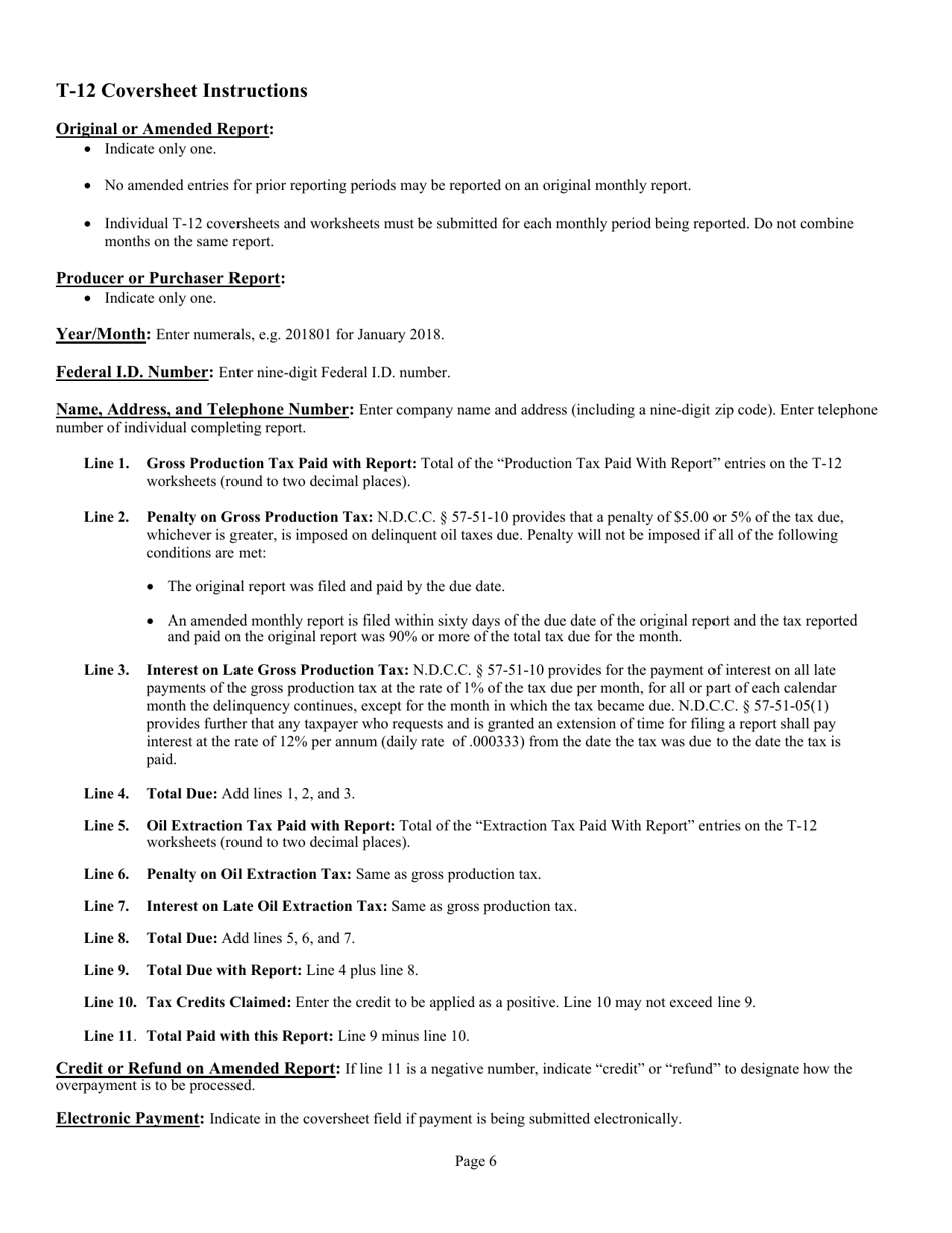 Instructions for Form T-12, T-13 - North Dakota, Page 8