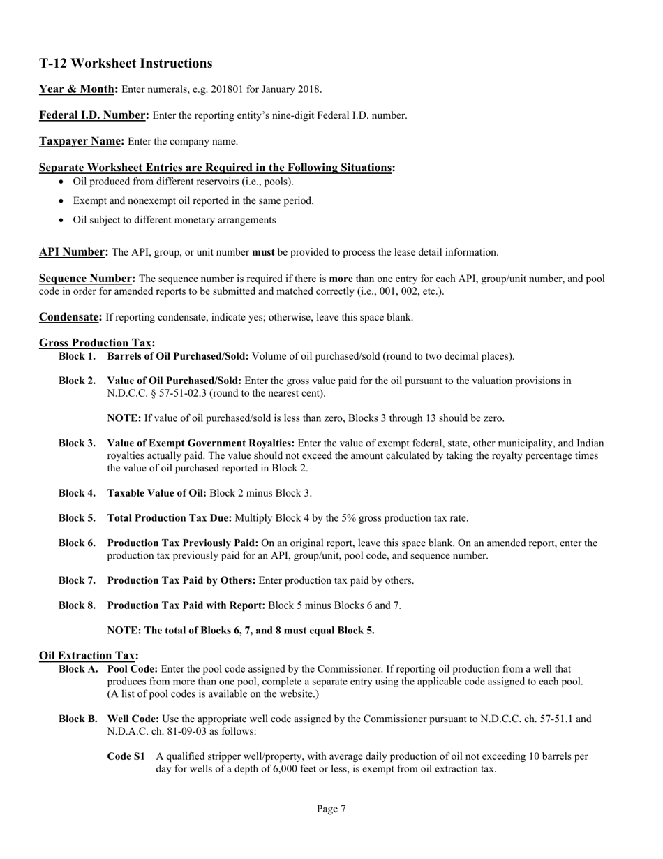Instructions for Form T-12, T-13 - North Dakota, Page 9