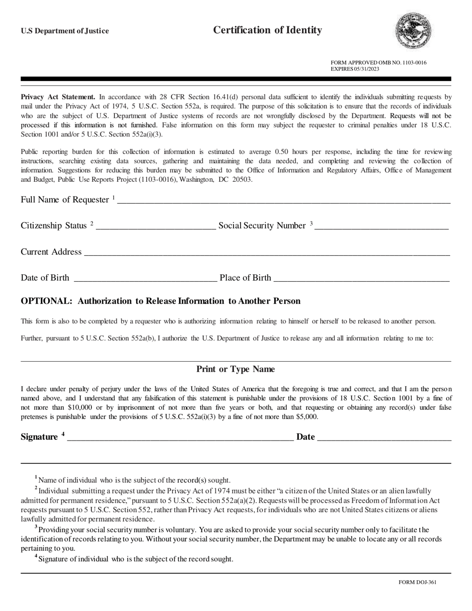 Form DOJ-361 - Fill Out, Sign Online and Download Printable PDF ...
