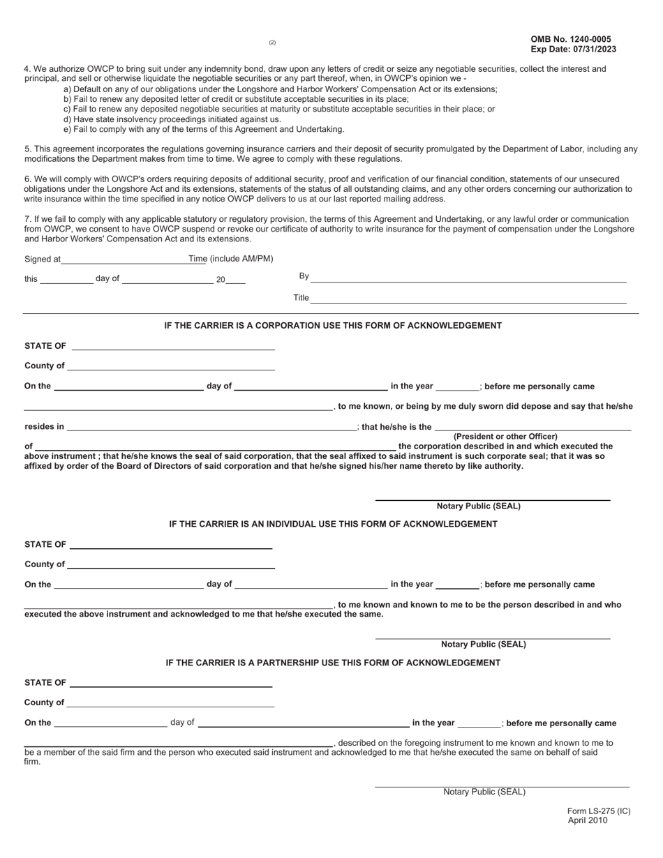 Form LS-275(IC) - Fill Out, Sign Online and Download Fillable PDF ...