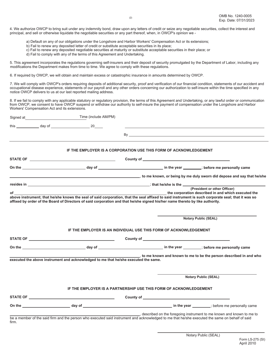 Form LS-275(SI) - Fill Out, Sign Online and Download Fillable PDF ...