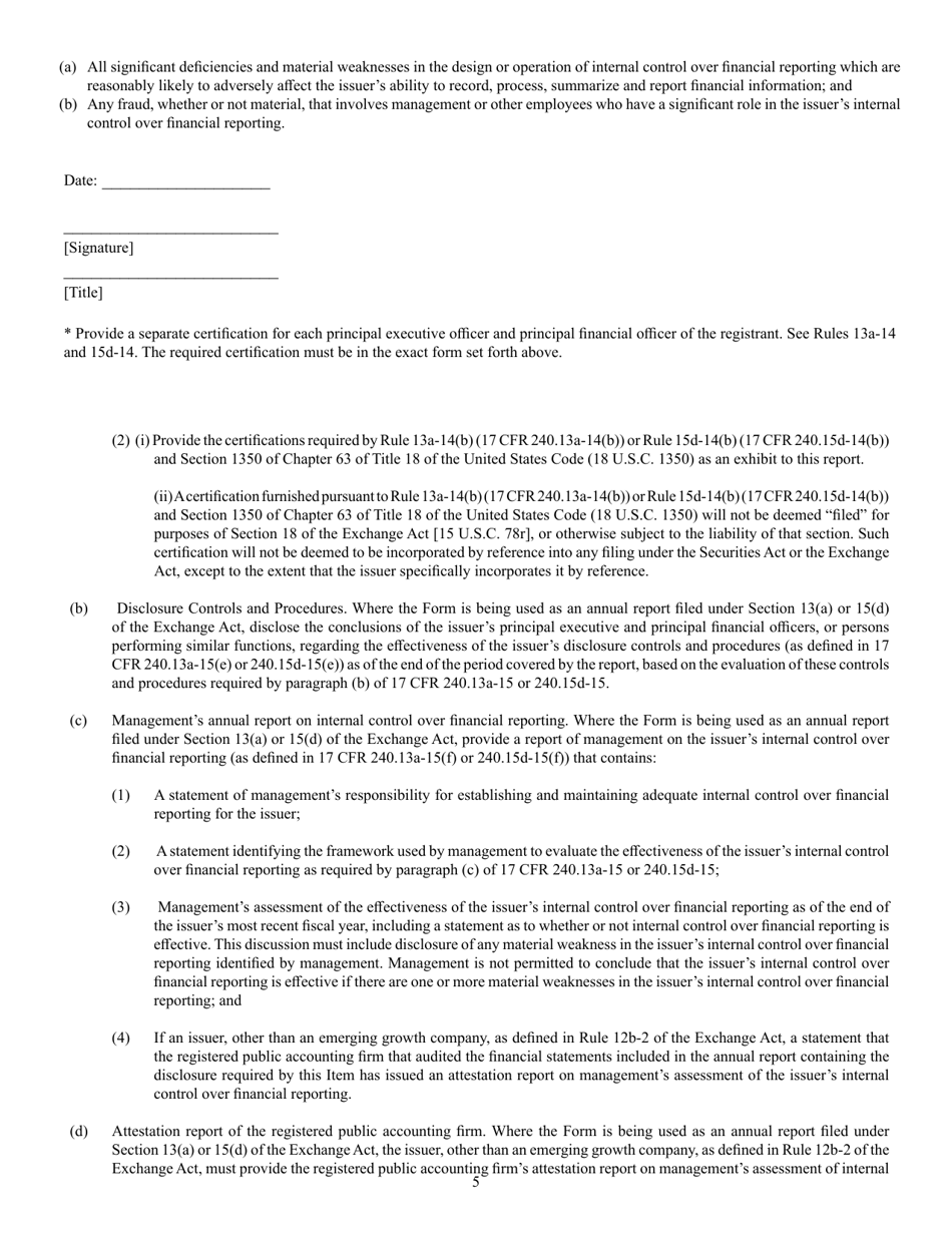 Form 40-F (SEC Form 2285) Registration Statement Pursuant to Section 12 or Annual Report Pursuant to Section 13(A) or 15(D), Page 5