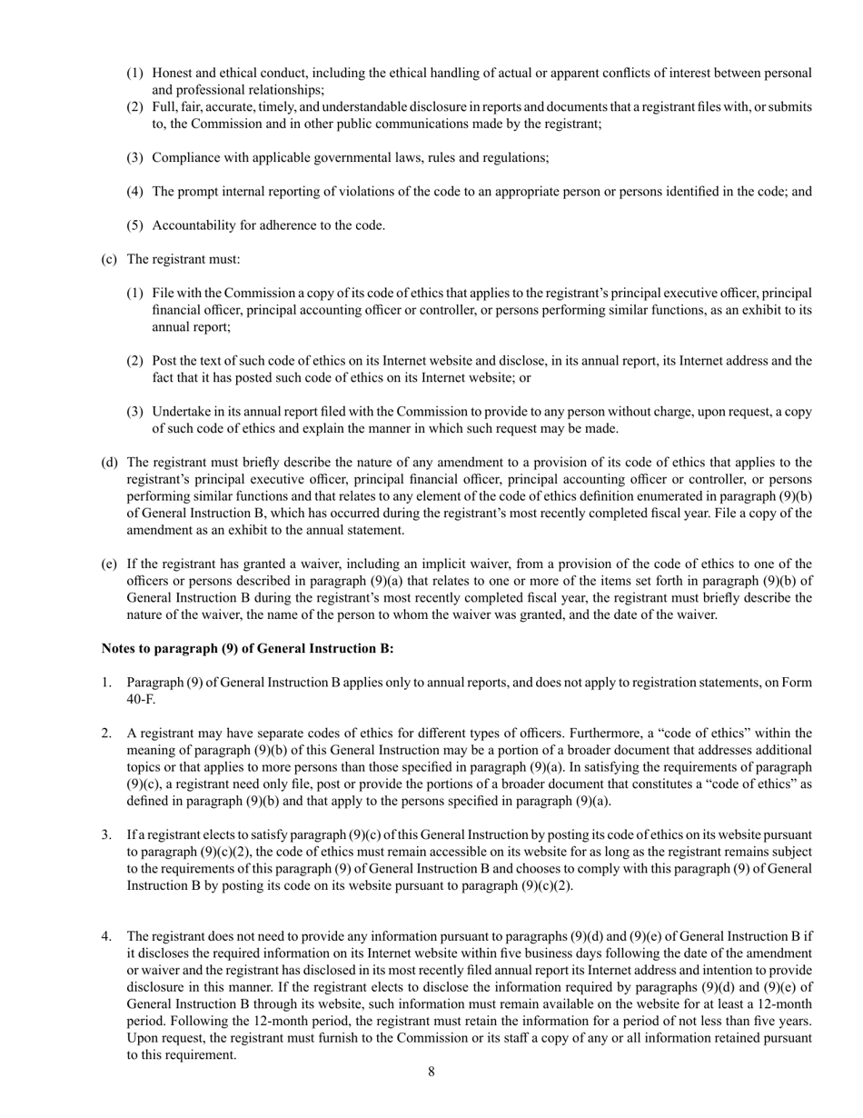 Form 40-F (SEC Form 2285) Registration Statement Pursuant to Section 12 or Annual Report Pursuant to Section 13(A) or 15(D), Page 8