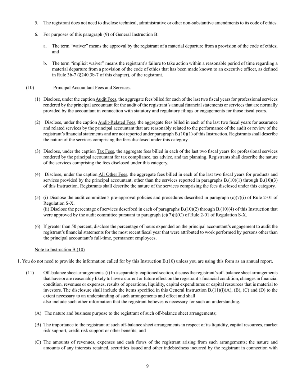 Form 40-F (SEC Form 2285) Registration Statement Pursuant to Section 12 or Annual Report Pursuant to Section 13(A) or 15(D), Page 9