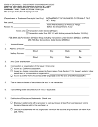 Form DBO-25102(N) Limited Offering Exemption Notice Packet Corporations Code Section 25102(N) - California, Page 10