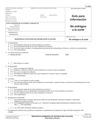 Formulario FL-220 Respuesta a Peticion De Establecer Filiacion - California (Spanish)