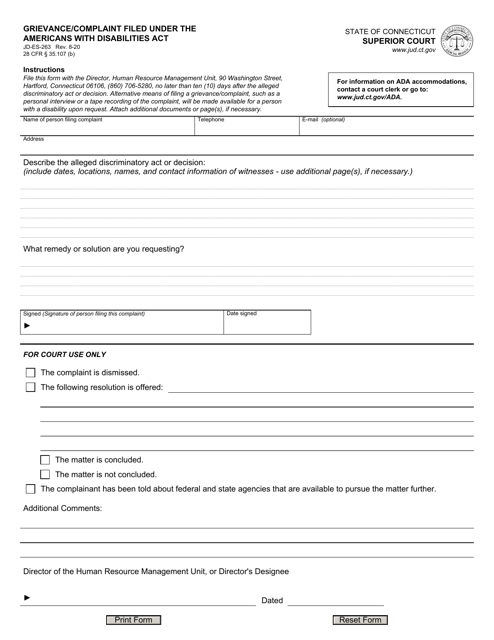 Form JD-ES-263 Download Fillable PDF or Fill Online Grievance/Complaint ...