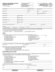 Document preview: Form JD-JM-178 Order to Provide Educational Records and Receipt - Connecticut