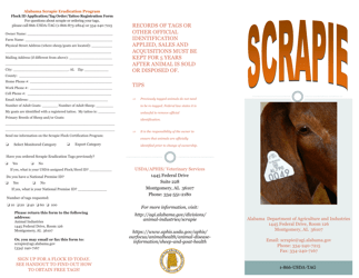 Document preview: Flock Id Application/Tag Order/Tattoo Registration Form - Alabama Scrapie Brochure - Alabama