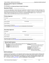 Document preview: Form MC5254 Business Partner Approver Certification for Access to Confidential Mental Health Information - California