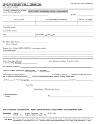 Document preview: Form LAPM14-D Notice to Owner - Local Assistance - California