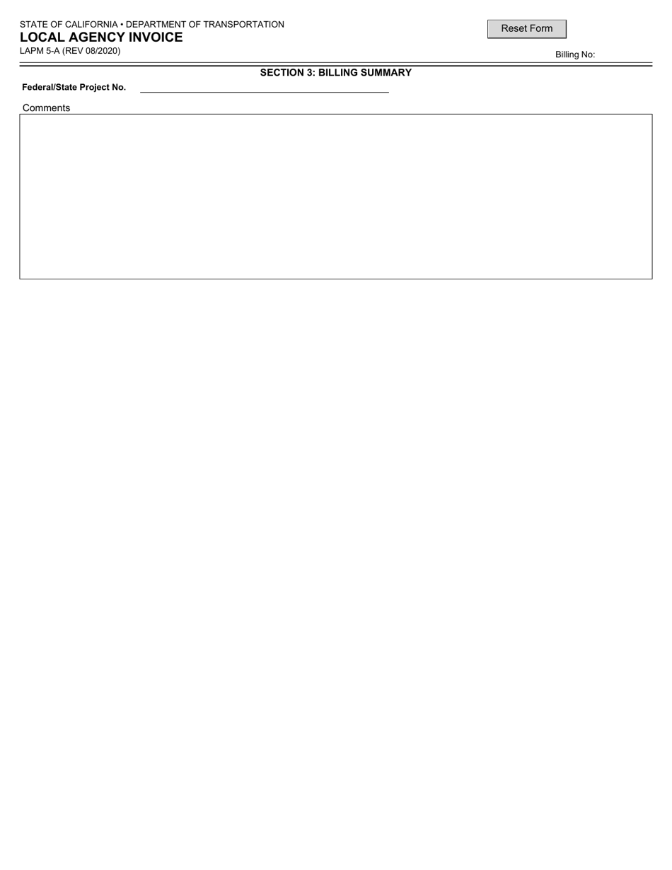 Form LAPM5-A Local Agency Invoice - California, Page 3