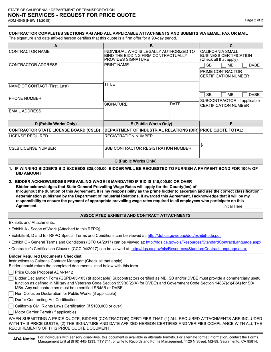 Form Adm-4045 - Fill Out, Sign Online And Download Fillable Pdf 