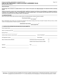 Form ADM-4043ELB Limited Bid Emergency Force Account Agreement (Elb) - California, Page 2