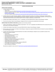 Form ADM-4043ELB Limited Bid Emergency Force Account Agreement (Elb) - California, Page 4