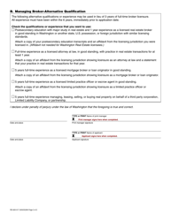 Form RE-620-017 Real Estate Broker/Managing Broker Exam Application - Washington, Page 2